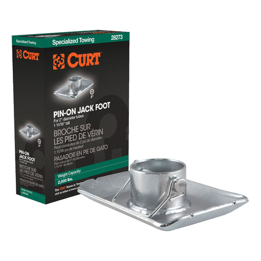 Curt Pin-On Jack Foot (Fits 2" Tube, 2,000 lbs, 1-11/16" Height, Packaged) - 28273